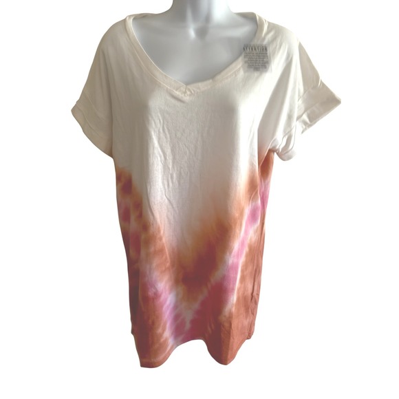 NWT Like Love Womens V Neck T Shirt Tie Dye Short Sleeve Casual Top Size Small - Picture 3 of 5